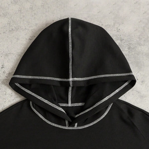 Ensemble de survêtement 2 pièces pour homme en coton, sérigraphié sur mesure, avec sweat à capuche et pantalon de jogging, style streetwear et surpiqûres contrastées - Product Image 5
