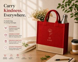 Red Jute <b>Canvas</b> <b>Tote</b> Bag Eco-Friendly Reusable Shopping Gift Grocery 30x28x12cm Rope Handle Wedding Exhibition - Product Image 1