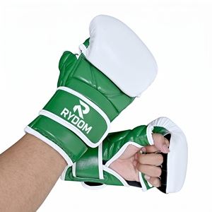 ถุงมือ RYDOM MMA สีเขียวสีขาวหนัง PU ครึ่งนิ้วเวลโครถุงมือฝึกซ้อมมวยสำหรับศิลปะการต่อสู้ - Product Image 3