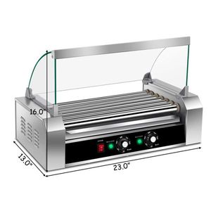 Attrezzatura da Cucina Commerciale in Acciaio Inox, Macchina per Hot Dog a 7 File con Coperchio in Vetro Temperato e Superficie di Cottura 45x25 cm - Product Image 5