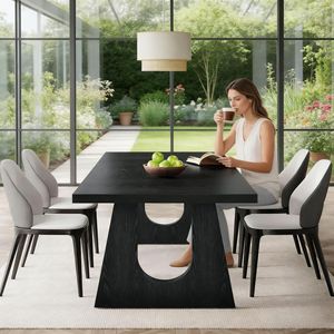 70\" Rectangular Wood <b>Dining</b> <b>Table</b> for 6-8 People for Kitchen Use - Product Image 2