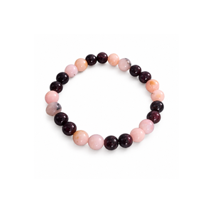 Bracelet artisanal vintage SoulWise en quartz rose et obsidienne noire - Unisexe, tendance, cadeau en pierre naturelle - Product Image 1