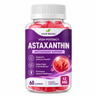 Gummies d'astaxanthine et de resvératrol en vrac, marque privée OEM, 24 mg, complément antioxydant pour la peau, anti-âge, soutien immunitaire