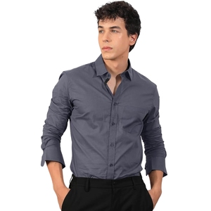 Camisa Blanca de Manga Larga para Hombre, Corte Regular, Mezcla de Algodón, con Botones, Cuello Clásico, Informal, Formal, Lisa - Product Image 1