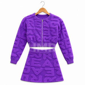 Ensemble 2 pièces HMR Sisterhood Sorority : Crop top sans manches et jupe unie à motif géométrique – Tenue de sport tendance pour le tennis et le badminton - Product Image 5
