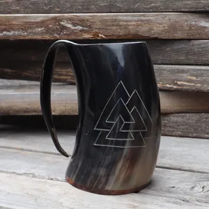 Jarra de cerveza artesanal de diseño creativo, hecha a mano, con forma de cuerno de búfalo, para fiestas, con forma de cuerno de buey natural, para amantes de los vikingos. - Product Image 4