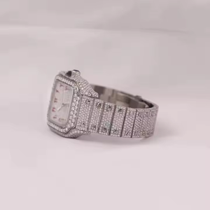 Montre en diamant avec cadran carré, bracelet, affichage de la date, bijoux de luxe, cadeau - Product Image 2