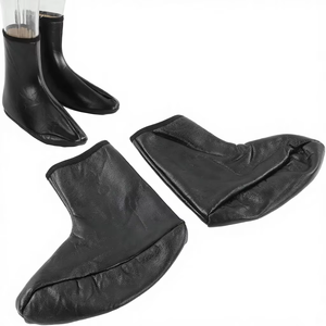 PU Leather Waterproof <b>Men's</b> Winter Floor <b>Socks</b> with Zipper <b>Warm</b> Anti-Slip Ankle Cover for Camping Fishing Hunting - Product Image 2