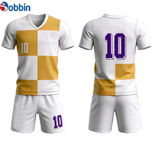 Maillots de football personnalisés pour adultes, col en V, imprimés par sublimation, en spandex/coton, séchage rapide, antibactériens, respirants, uniformes de football - Product Image 1