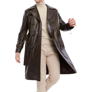 Abrigo de Cuero Genuino Personalizable de Lujo para Hombre - Abrigo de Invierno Elegante y Formal para Empresas, Corte Entallado, con Botones de Cuerno - Product Image 1