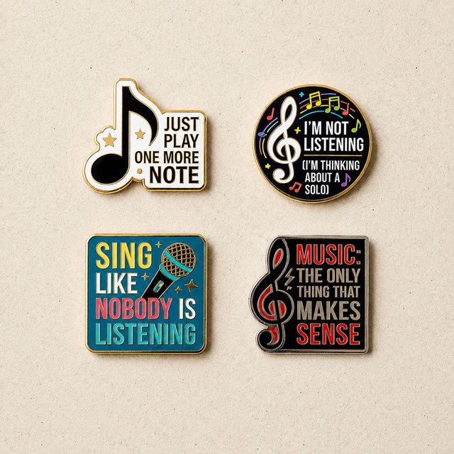 Music Theme Enamel Pin | Music Note Badge for Party Favors Music Festival Event — Custom Shape Low MOQ
