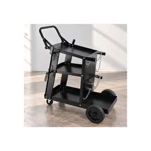 Chariot de soudage robuste à 3 niveaux en acier avec support pour bouteilles de gaz, étagères à outils et chaînes de sécurité GAR050 - Product Image 1