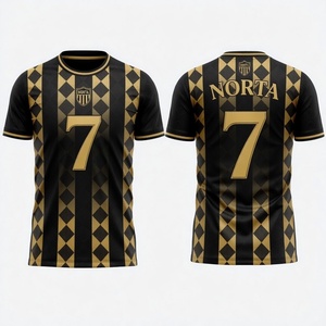 Camisetas de fútbol personalizadas sublimadas, 100% poliéster, tela transpirable y ligera con estampado completo en la parte delantera y trasera. - Product Image 3