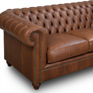 Sofá Chesterfield de Cuero Marrón de 3 Plazas, Proveedor de Sofás Clásicos Acolchados para Sala de Estar, Hotel, Venta al por Mayor, Exportación - Product Image 3