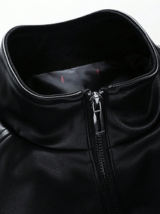 OEM High Quality Men's Thickened <b>Fleece</b> <b>Lined</b> Breathable Hooded Vintage Style Leather <b>Jacket</b> Custom Leather <b>Jackets</b> - Product Image 6