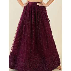 Superbe filet de mariage brodé de vin Lehenga Choli avec Dupatta - Product Image 3