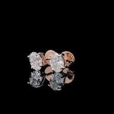 4ct Oval Lab Grown Diamond <b>Stud</b> Earrings: 14K Gold Solitaire, IGI Certified - Product Image 4