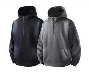 Sweat-shirt à capuche pour homme, col zippé, manches raglan, dégradé de couleurs, décontracté, respirant, en molleton bouclette, coupe ample, automne, 100% coton - Product Image 1