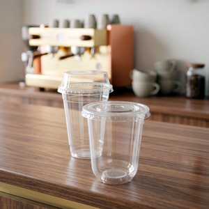 QUANG QUAN Disposable Single Wall PP <b>Cups</b> 12/16/24oz Lids 95mm Transparent <b>Plastic</b> <b>Cup</b> for Coffee Beverages Hot/Cold Milk Tea - Product Image 1