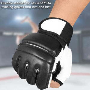 MMA Sparring <b>Gloves</b> Half Finger Training Boxing <b>Gloves</b> Punching Bag Fight Gear Wrist Wrap Support Durable Leather <b>Gloves</b> - Product Image 4