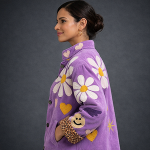 Chaqueta Sujani de Moda con Cuello Alto, Diseño Floral Tejido y Logotipo Frontal - Product Image 5