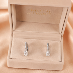 ต่างหูแบบติดหูทรงลูกแพร์ประดับเพชรเลี้ยงในห้องปฏิบัติการชุบทอง 14K ลายดอกไม้ |   ต่างหูเจ้าสาวสุดหรู |   ของขวัญเครื่องประดับชั้นดี - Product Image 2
