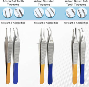 Ensemble de pinces à tissus Adson 6 pièces, pinces à pansements chirurgicales, instruments de chirurgie plastique, acier inoxydable, manuel d'hôpital - Product Image 5