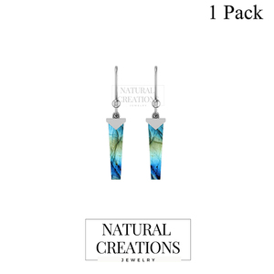 Boucles d'oreilles pendantes en argent sterling 925 de qualité supérieure, finition haut de gamme, labradorite AA taillée en forme de crayon, sertissage clos, tendance mariage - Product Image 2