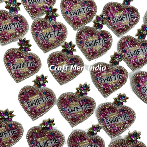 Moda hecha a mano Swiftie último estilo pendientes en forma de corazón diseño personalizado diamantes de imitación pendientes con cuentas de cristal Valine especial - Product Image 2