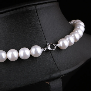 Collier élégant en perles blanches, bijoux classiques à perles, collier simple en perles, collier tendance pour femmes, cadeau pour mariage ou fête - Product Image 6