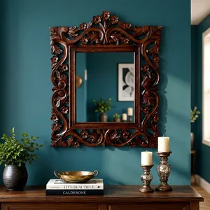 Brown Wall <b>Mirror</b> for Living Room Bedroom Hallway Home Decor Decorative Framed Wall Mounted <b>Mirror</b> - Product Image 2