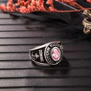 Anillo de Graduación Universitario Personalizado BOJ School Ring 044, Anillo de Colegio Secundario para Ella, con Piedra de Nacimiento, Plata 925, ¡Oferta! - Product Image 3