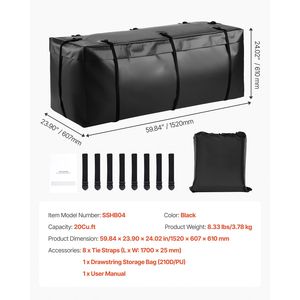 Sac de transport robuste et étanche en PVC 840D pour attelage, 59,84 x 23,9 x 24,02 (20 pieds cubes), housse de rangement pour benne de camion - Product Image 6