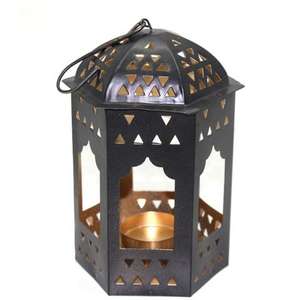 Farol de metal plateado de forma alargada para iluminación decorativa de suelo y mesa en casas y villas, portavelas. - Product Image 5