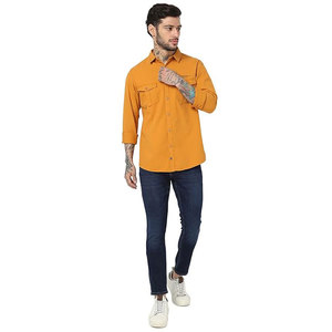 Vente en gros T-shirts d'été décontractés à manches longues pour hommes personnalisés Chemises habillées en coton biologique respirant anti-rides à col rabattu - Product Image 5