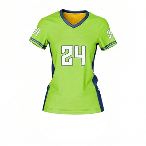 Conjunto de Uniforme de Voleibol Verde para Mujer, Número 24, Sublimado, Cuello en V, Manga Corta, Absorbente de Humedad, Ajustado - Product Image 3