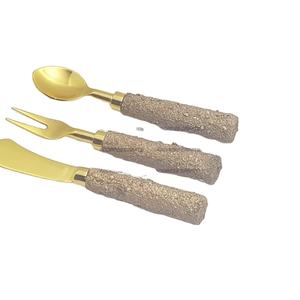 ราคาไม่แพงชุดช้อนส้อมสแตนเลสสตีล Flatware สีน้ําตาล Terrazzo จับเครื่องครัวบ้าน รุ่นมือสองสไตล์ยอดขายสูงสุด - Product Image 1