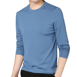 เสื้อยืดแขนยาวผู้ชาย สีแดงเบอร์กันดี ผ้าฝ้าย คอกลม ทรงปกติ สวมใส่สบาย แบบถัก - Product Image 3