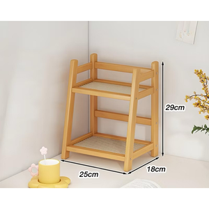 ชั้นวางของไม้ไผ่สองชั้น ขนาด 40x18x29 ซม. ชั้นวางแบบขั้นบันได สำหรับจัดระเบียบบ้าน - Product Image 2