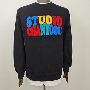 Pull-over tendance pour homme en tricot noir à col rond, coupe classique, couleur unie, sweat-shirt décontracté - Product Image 1