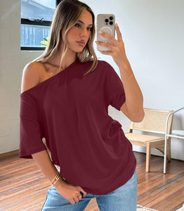 T-shirt en coton doux pour femmes, tee-shirt décontracté pour femmes, manches courtes, respirant, uni, t-shirt en coton d'été, logo personnalisé - Product Image 3