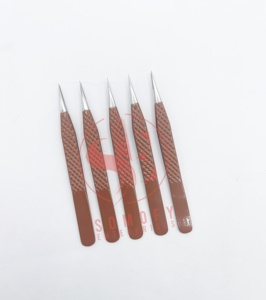 Juego de Pinzas para Extensión de Pestañas Neno Profesionales de Alta Calidad y Durabilidad en Plata, Acero Inoxidable Sólido con Agarre de Diamante Personalizable - Product Image 4