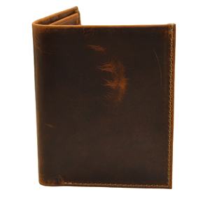 Portefeuille en cuir de vachette vintage unisexe, mince et vertical, à deux volets, avec bouton ouvert, protection RFID, logo personnalisé, courte longueur, produit OEM - Product Image 2