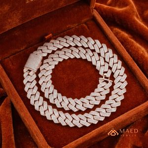 Rose Gold Plated Moissanite Necklace Cuban Link <b>Chain</b> Women Men Party Elegant Gift New York Fine Jewelry - Product Image 3