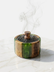 New Arrival Handcrafted Natural Wooden Epoxy Resin Bakhoor <b>Burner</b> Shaped Traditional Charcoal Cone Resin Incense Sandalwood - Product Image 4