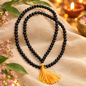 Collier Mala en bois noir avec perles et pompon, accessoire de mode bohème religieux pour femme, cadeau - Product Image 5