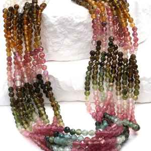 ลูกปัดทัวร์มาลีนทรงกลมเจียระไนขนาด 3 มม. สำหรับทำเครื่องประดับ สร้อยข้อมือ สร้อยคอ DIY ลูกปัดอัญมณี - Product Image 2