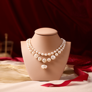 Collar de Perlas Blancas de Grado AAA+ con Baño de Oro - NS608, Estilo Religioso Moderno y Elegante, Ideal para Regalo de Boda o Fiesta - Product Image 3