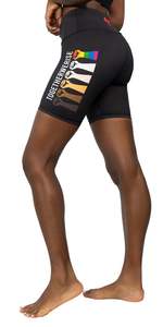 Pantalones Cortos Deportivos de Cintura Baja para Mujer, Negros, de Spandex/Algodón, con Estampado Floral, Cintura Elástica con Cordón Ajustable, Secado Rápido - Product Image 3