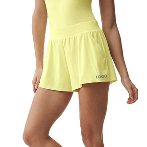 Conjunto de Top de Compresión y Shorts de Tenis Personalizados para Mujer, Conjunto de 2 Piezas, Ropa Deportiva Elástica de Nailon y Spandex, Tejido Elástico, OEM, Marca Privada - Product Image 5